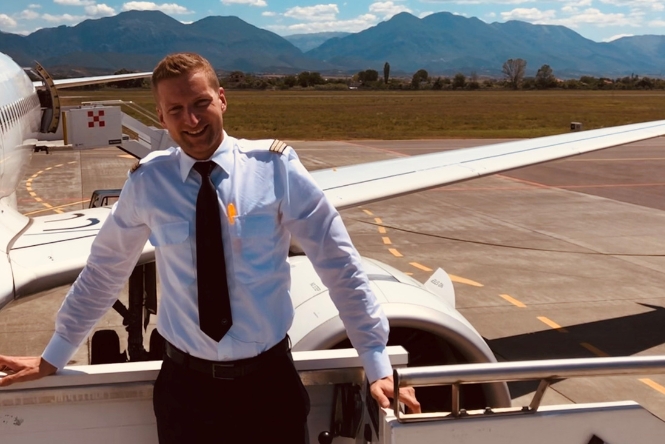 First Officer Norbert Wiederer boarding First Officer Norbert Wiederer boarding