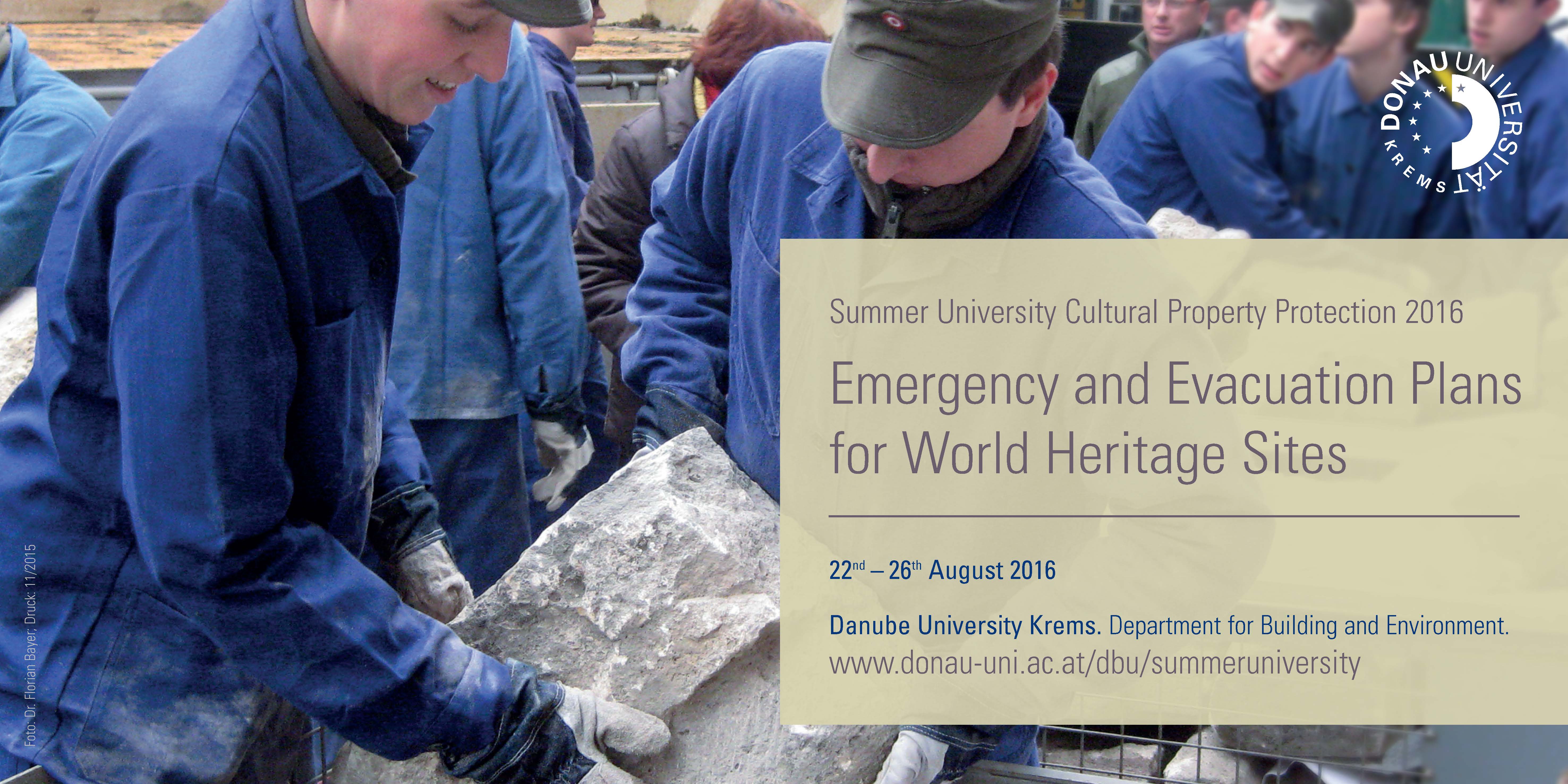 Summer School Emergency and Evacuation Plans for World Heritage Sites 2016